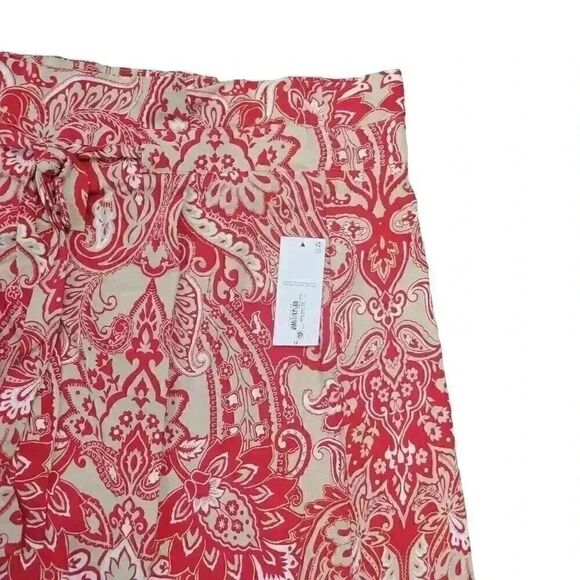 Liz Claiborne Women's Ivory & Red Rayon Floral Print Relaxed Fit Skirt NEW - Picture 6 of 13